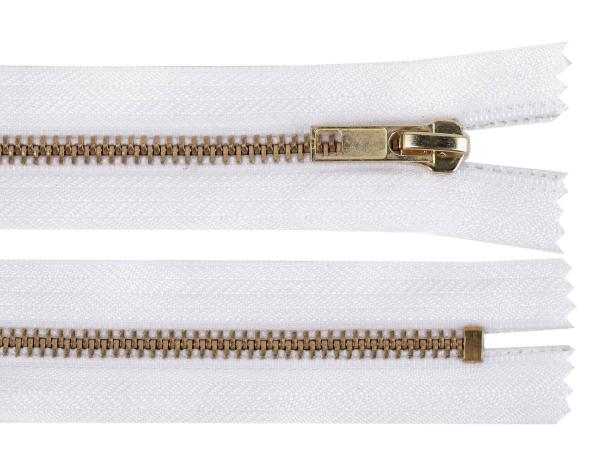 Reißverschluss Metall/Messing 12 cm Länge Weiß/Messing